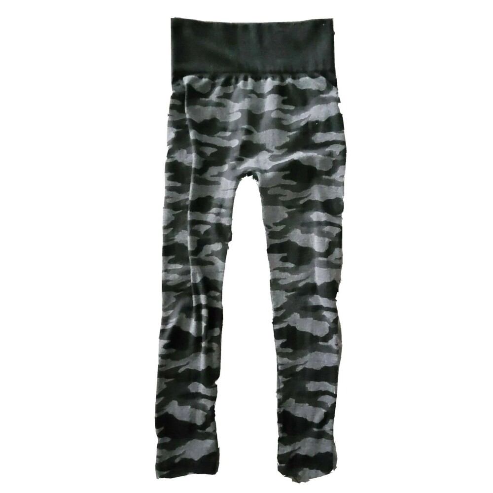 Tahari Leggings Womens Black Camo Fleece Lined High Rise Size OX/1X